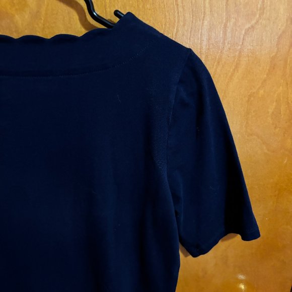 Talbots Navy Scalloped Neck Top Tee‎ - Picture 11 of 12